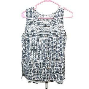 C.M.C. by Color Me Cotton Button Up Tank Top Sleeveless Shirt‎ USA Blue Medium